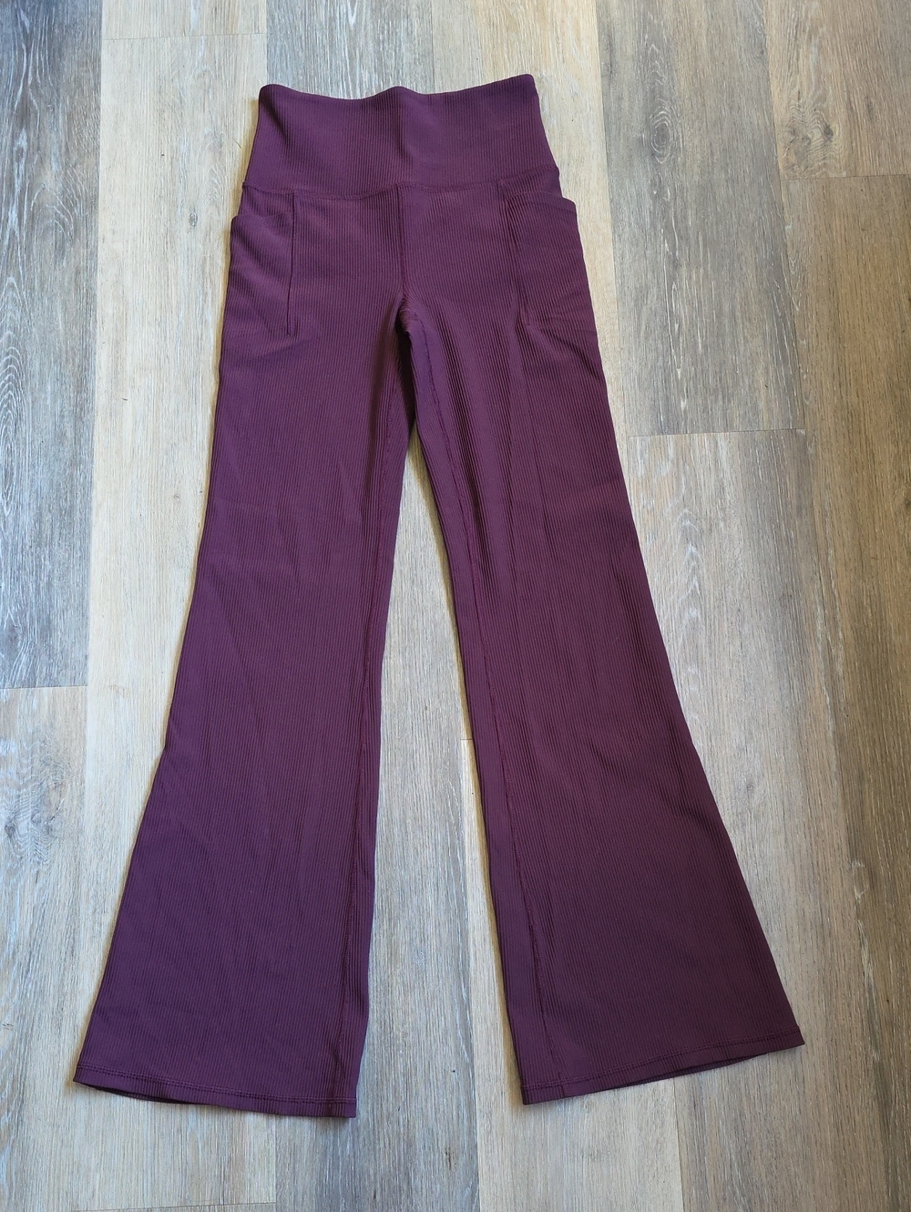 Athleta High-Rise Flare Pants in Deep Plum
